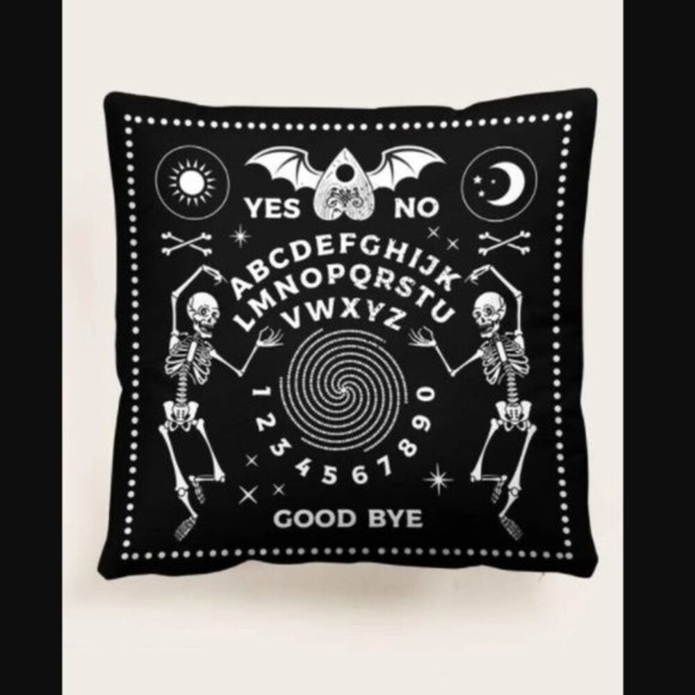 Witchy Ouija Board Fortune Teller Skeleton design pillow cover
